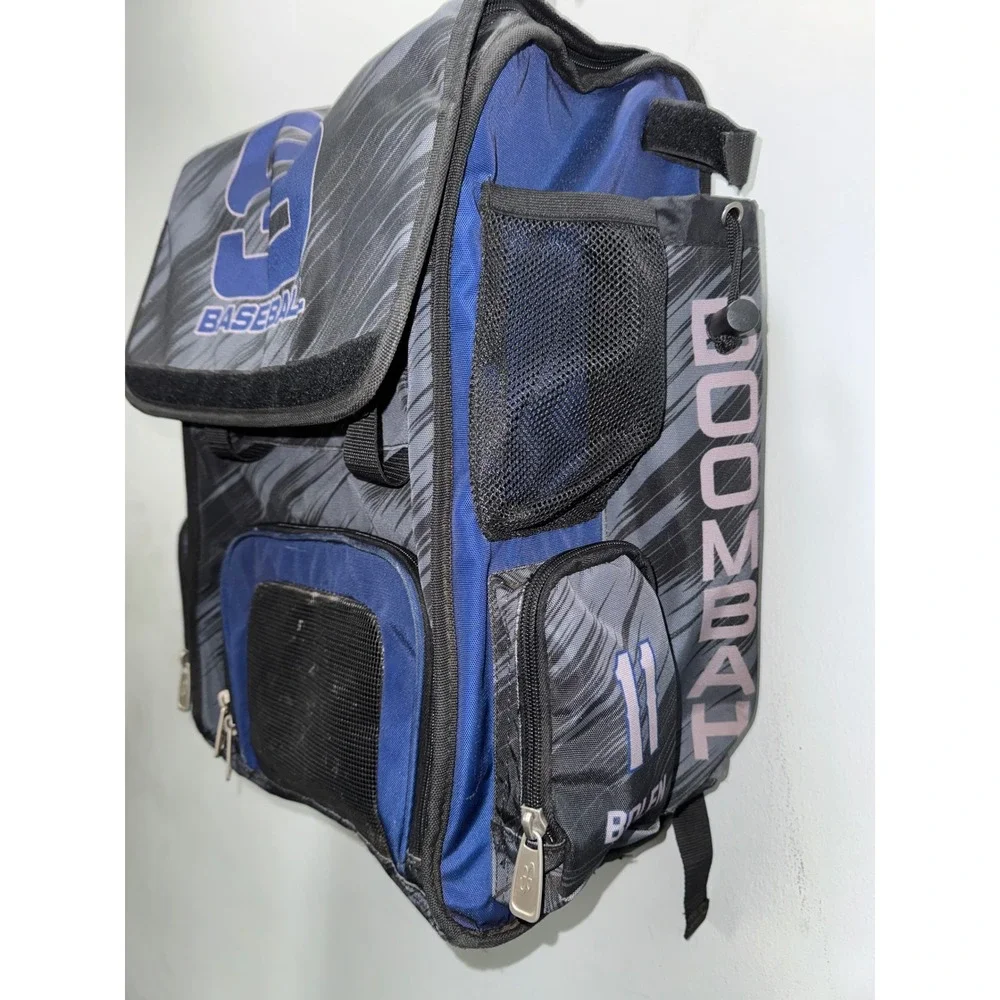 Boombah Baseball Bat Bag Backpack Grey Blue Graphic Personalized Bolen 11